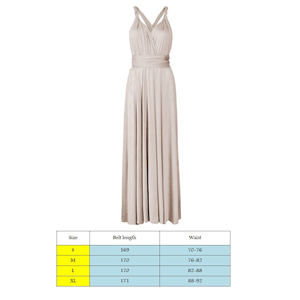 Dambandage Multi Way Wrap Convertible Maxiklänning Brudtärna Z Beige White S