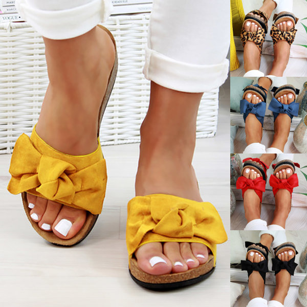 Summer Bow Flatform Mule Sandaler Slip On Sliders för kvinnor . bule 39