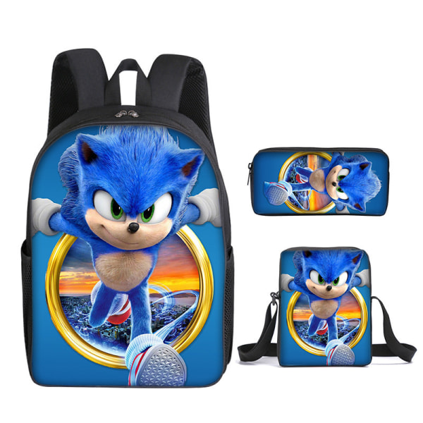 Ny Sonic barns skolväska animerad 3d- printed ryggsäck Sonic barns ryggsäck i tre set -1 #26