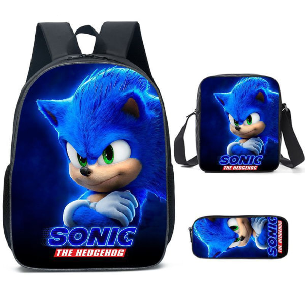 Ny Sonic barns skolväska animerad 3d- printed ryggsäck Sonic barns ryggsäck i tre set -1 #11