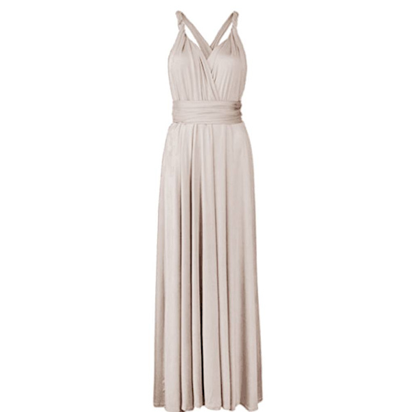 Naisten side ulti Way Wrap Cabriolet aksimekko Bridesmaid Z Beige White M