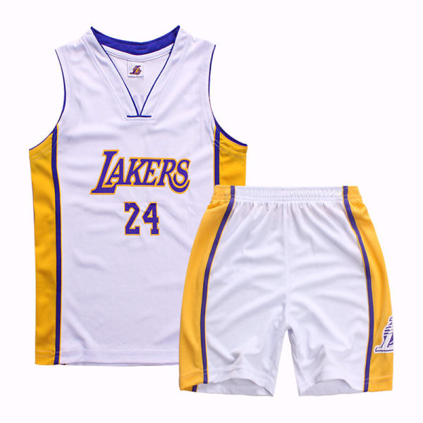 Kobe Bryant No.24 Basketball Jersey Sæt Lakers Uniform Til Børn Teenagere W y White XXL (160-165CM)