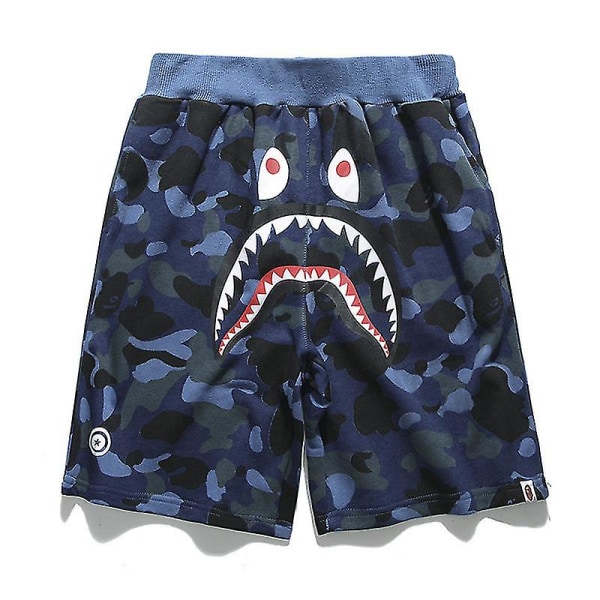 Bape shark head shorts til mænd Y H blue L(170-175CM)
