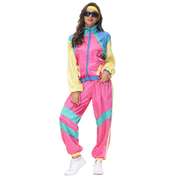 80'er Kostume Retro Træningsdragt Hip Hop Kostume Party For Mænd Kvinder wz Women XL