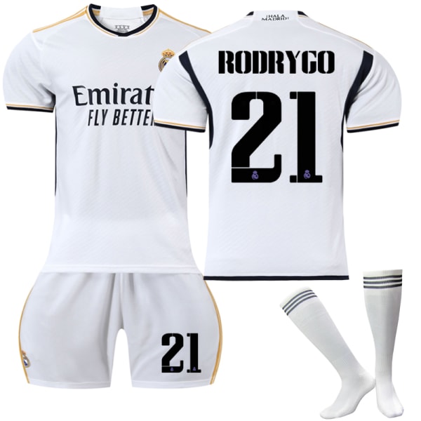 23-24 Real Madrid Home Lasten jalkapallopaita nro V Z X 21 Rodrygo 10-11 years