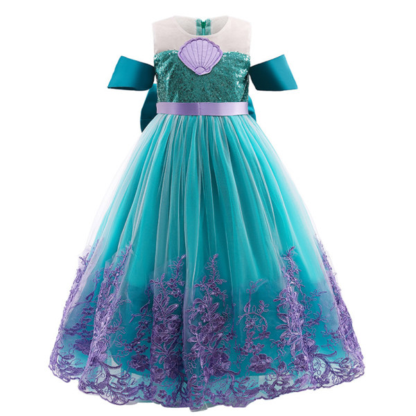 Lille Havfrue Ariel Tulle Prinsesse kjole Cosplay kostume yz 5-6 Years