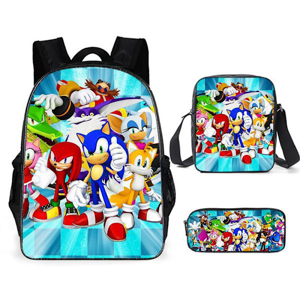 Ny Sonic barns skolväska animerad 3d- printed ryggsäck Sonic barns ryggsäck i tre set -1 #12