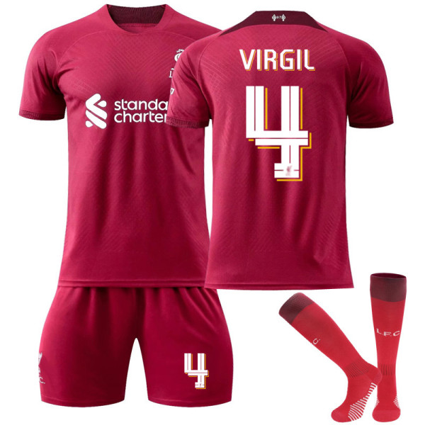 22 Liverpool Fotbollströja NO. 4 Virgil ströja set Z X #L