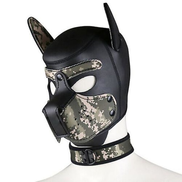 Carnival Puppy Mask Andas huvudbonader Cosplay Animal Head Mask camouflage Dog head mask collar