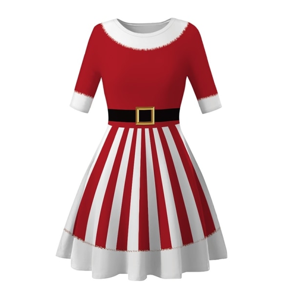 Ainutlaatuinen joulumekko Naisten muodikas raidallinen mekko. stripe