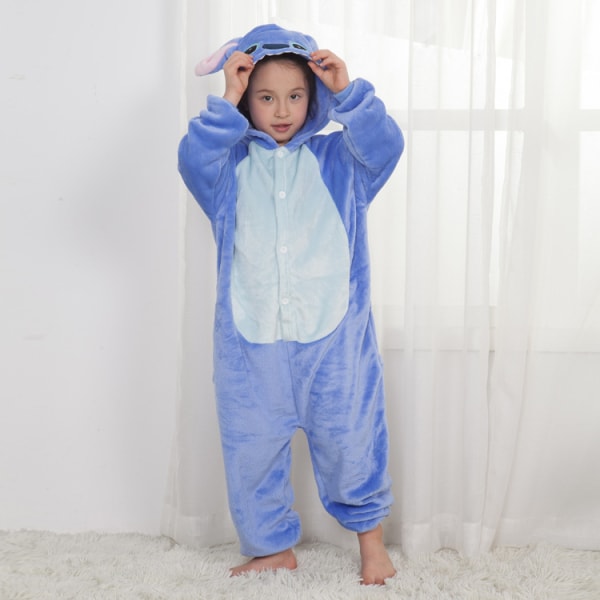 Barn Barn Pyjamas Vinter Flanell Varma sovkläder Pojkar Flickor Djur Onesies Jumpsuits (L storlek) -