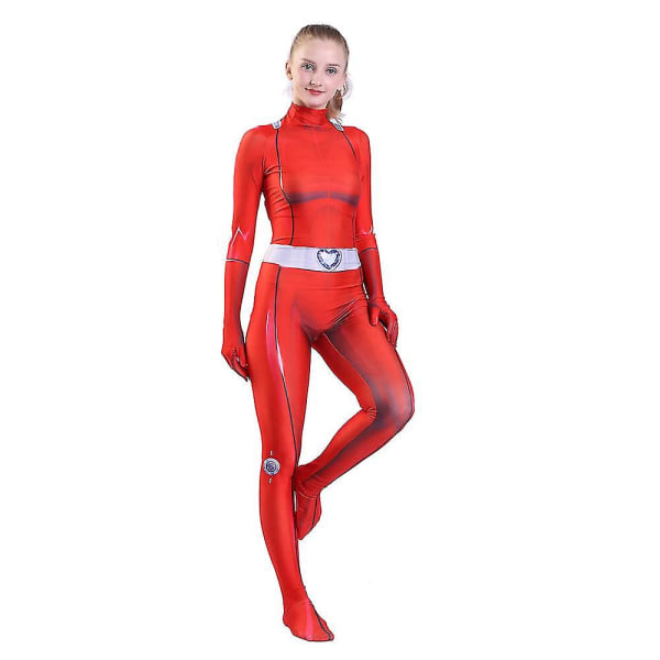 Totally Spies Cosplay-kostyme for kvinner og jenter Anime Clover Sam Alex Bodysuit Suit Zentai W Red Kids XL