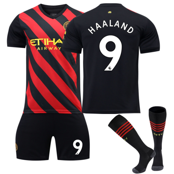 Manchester City F.C. Borta 22/23 Jersey Haaland No.9 Fotbollströja 3-delade kit för barn Vuxna W 26(140-150CM)