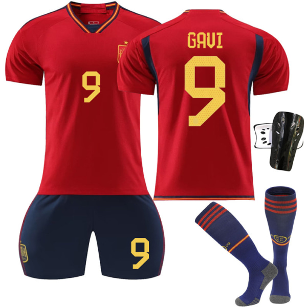 22 23 World Cup Spanien Hjem Fodboldtrøje børnefodboldtrøje nummer 9 Gavi y 18