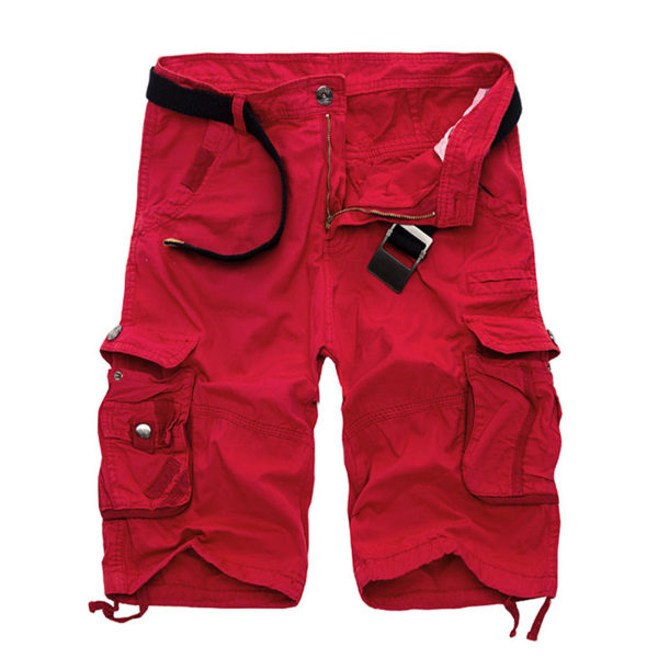 Miesten vapaat taskuhaalarit rantashortsit. Red,30