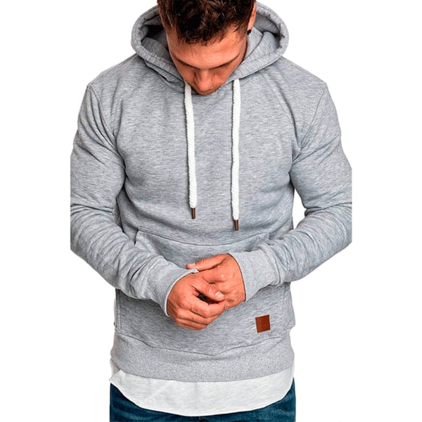 Langermet hettegenser for menn Hettegenser varm frakk New Fashion H light grey XL