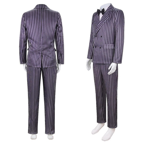 onsdag Gomez Addams kostyme stripete kostyme for menn Halloween karnevalsfest forkledning for voksne barn Z y 3XL