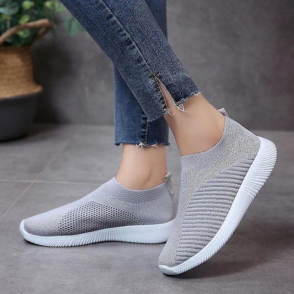 Løb Gå Strikkestrømpe Sneakers Slip On Sko til Damer W Light Gray 35