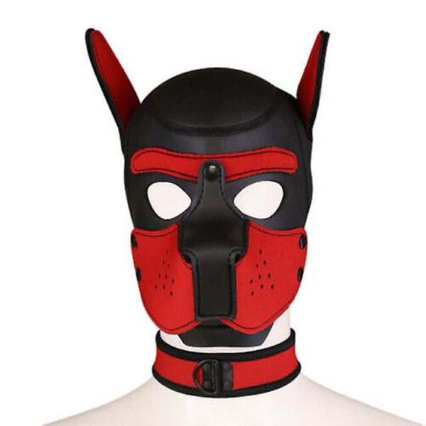 Carnival Puppy Mask Andas huvudbonader Cosplay Animal Head Mask red Dog head mask collar