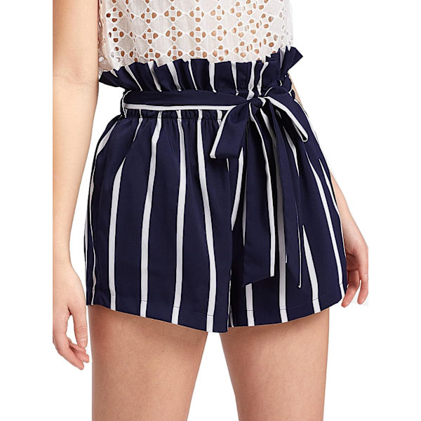 Damer med casual sommarshorts med elastisk midja . Navy