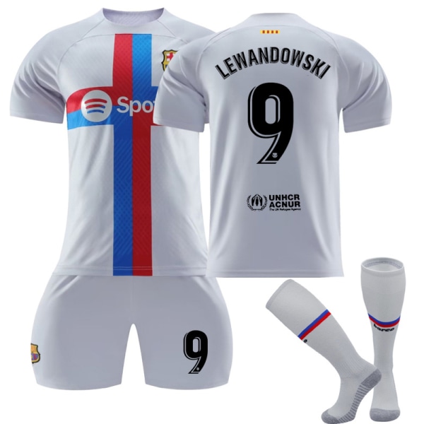 22-23 Barcelona fotbollsdräkter tröja borta träning T-shirt kostym - LEWANDOWSKI 9 Kids 26(140-150CM)