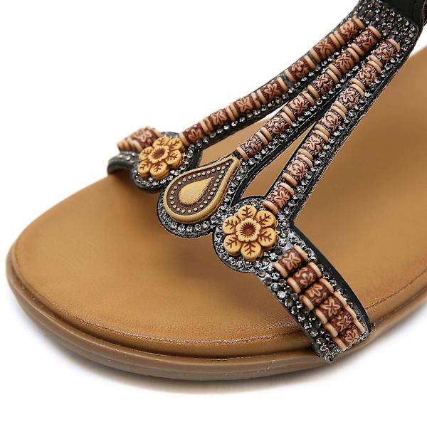 Sommar nya damsandaler Elastiskt band Lätt och bekväm sandaler Z Black EU 39