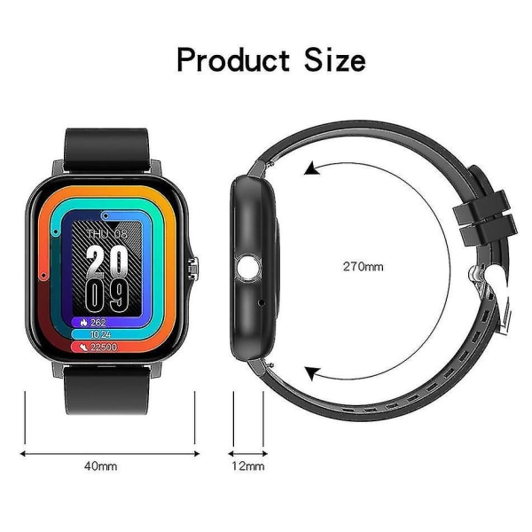 Urheiluranneke Smart Watch Bluetooth Call Koko kosketusnäyttö Fitness Tracker Pulse Watch Z X Black