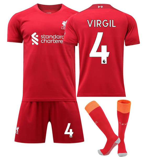 22/23 Liverpool Hjemme Salah Mane Fotballskjorte Treningssett - VIRGIL NO.4 Kids 18(100-110CM)