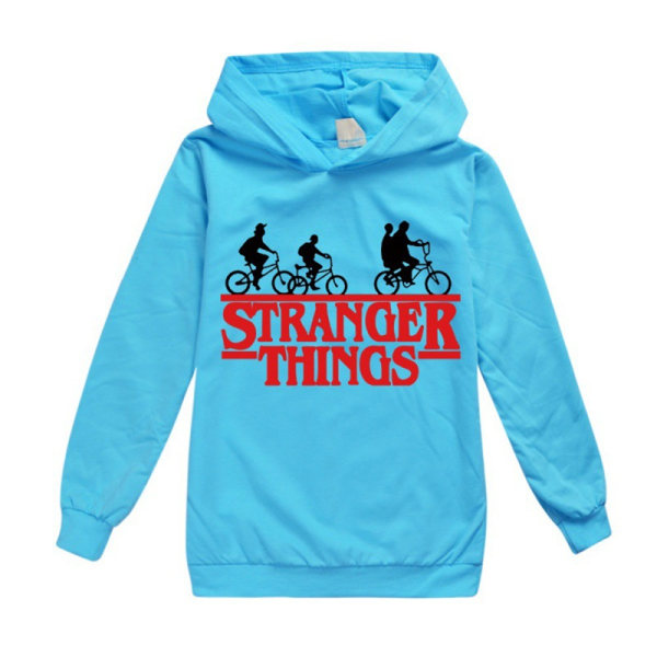 Stranger Things Børn Drenge Print Hættetrøje Sweatshirt k Z Light Blue 140cm