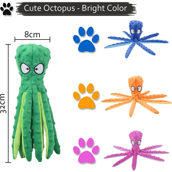 Beeping Dog Interactive Toy, Ikke-utstoppet Octopus Dog Chew Toy W Grön