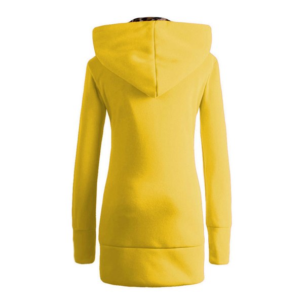 Vinter dame hette fortykket pluss fleece eopard genserjakke Z Yellow L