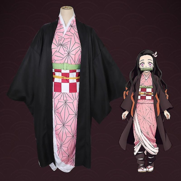 Børn Anime Demon Slayer Cosplay Sæt Voksen Tanjirou Nezuko Outfit Y Kamado Nezuko 3XL