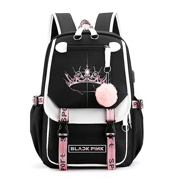 Blackpink Rygsæk Laptoptaske Skoletaske Bogtaske Med Usb Chargingheadphone Port yz style 2