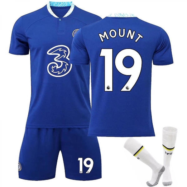 22-23 Chelsea Hemma Fotbollströja Träningströja H No.19 Mount Kids 26(140-150CM)