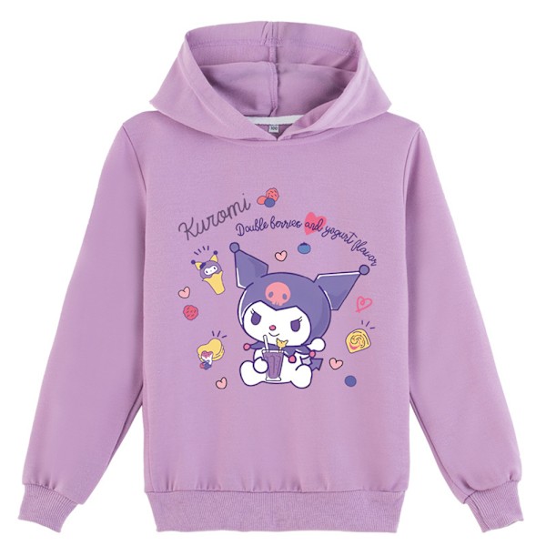 Barn Kuromi Trykket Casual Langarmet Hoodie Genser Topper Gave Lilla V . Purple 140cm