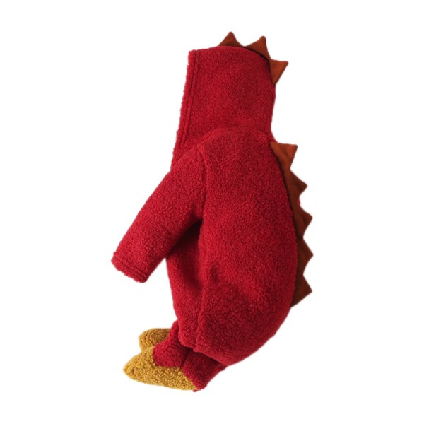 Klatrende spedbarnsdinosaur jumpsuit med hette høstvinterklær V Red