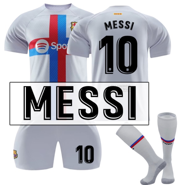 22-23 Barcelona fotbollsdräkter tröja borta träning T-shirt kostym - MESSI 10 Kids 28(150-160CM)