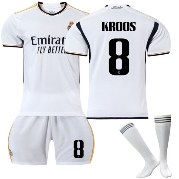 23-24 Real Madrid Hemma fotbollströja för barn nr Z X 8 Kroos 10-11 years