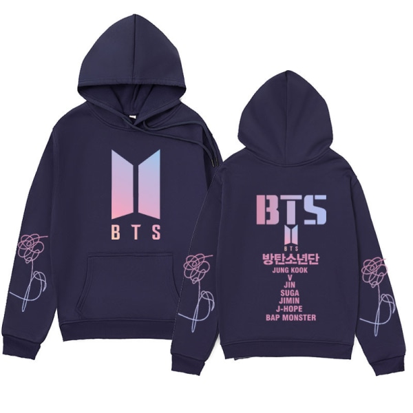 Bts unisex hoodie Casual hoodie Cosplay Jacket Top W Navy Blue L