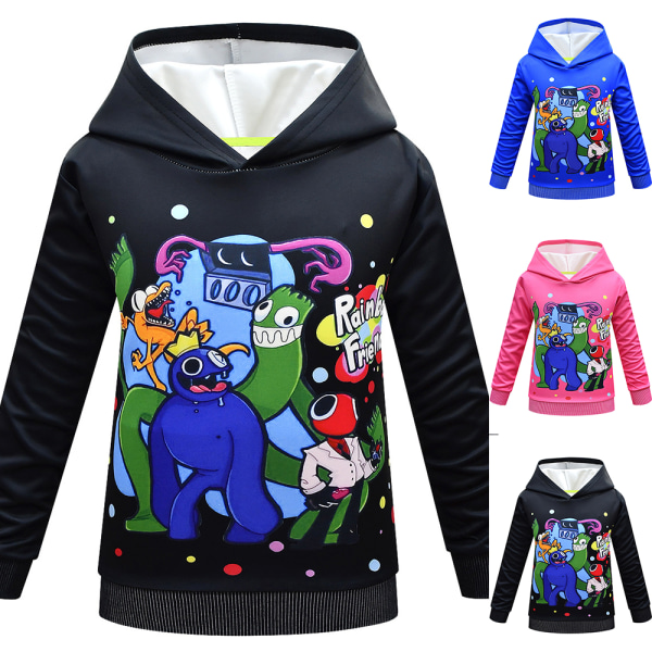 Kids Rainbow Friends Langærmet sweatshirt med hætte jakke Toppe W black 160cm