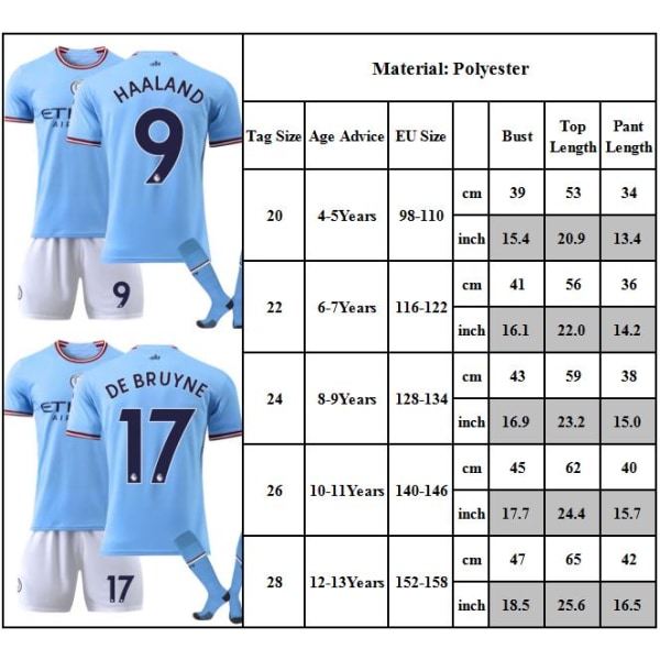Manchester City hemmatröja #7 Sterling fotboll för barn, sportkläder W #17 6-7Y