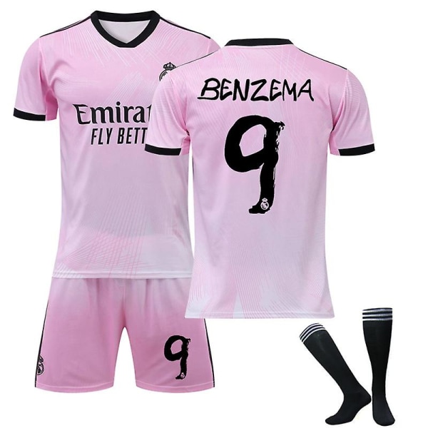 Uusi kausi 22-23 Real Madrid Home Soccer Jersey Suit W Benzema 9 Kids 18(100-110CM)
