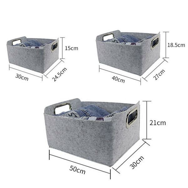 Filt Oppbevaringskurv Klesorganisator Diverse Beholder Lysegrå Light grey M