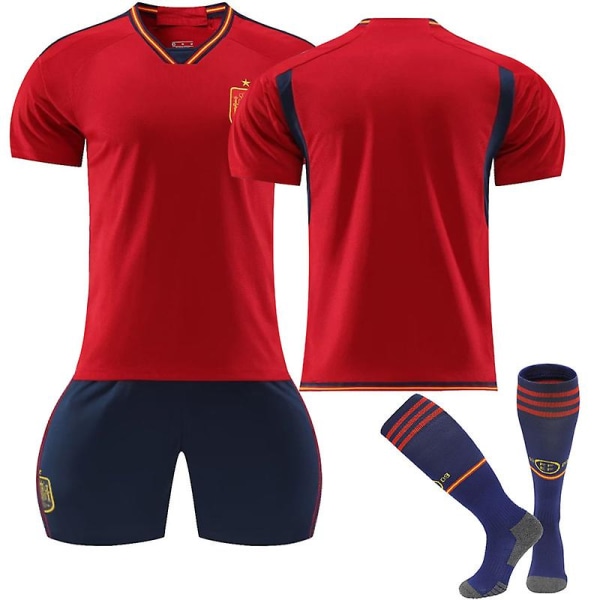 22-23 Qatarin MM-kisat Espanja Home Soccer Jersey Training Suit W Unnumbered Kids 26(140-150CM)