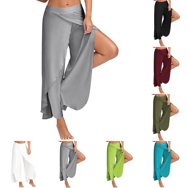 Yogabukser med delte vidben for kvinner Casual W green XL