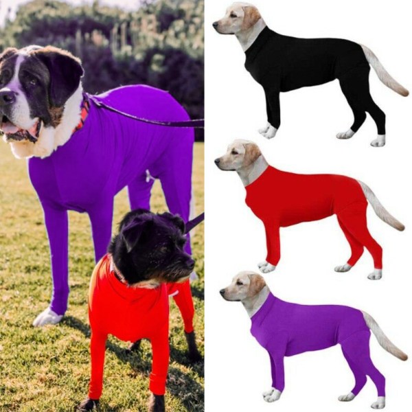 Pet Coat Hund Body Stretch Suit Post Clothes Surgery Jumpsuit. red M