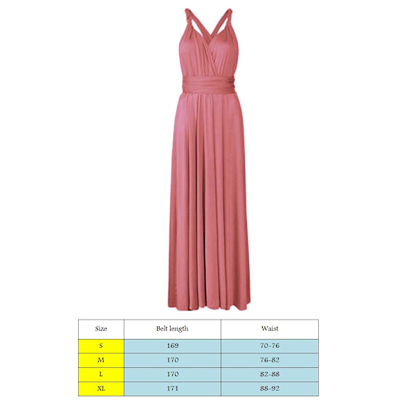 Dambandage Multi Way Wrap Convertible Maxiklänning Brudtärna Z lotus pink S