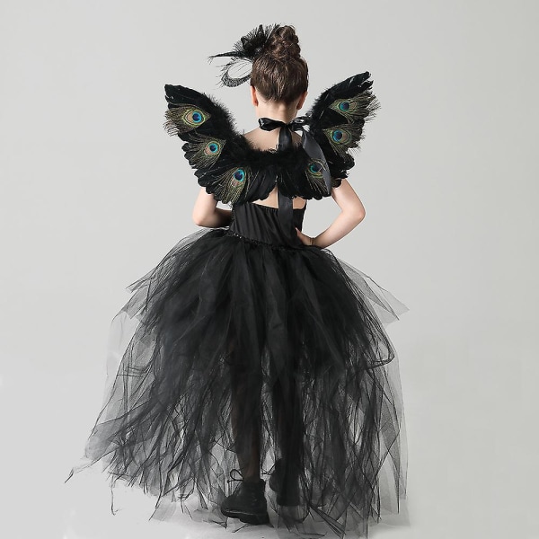 Halloween kostym Barn Tjej vart Klänning Toppkjol Cosplay Kostym Hårnålar Vingar Z X 3 PCS  1 S