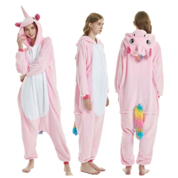 Vuxen eller barn One-Piece Cosplay Animal Pyjamas W pink 130