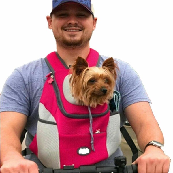 Resa Pet Dog Carrier Valp Rese Mesh Ryggsäck Främre Bärbar axelväska -1 Rose S